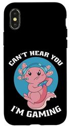 Carcasa para iPhone X/XS Gráfico divertido de Axolotl Gamer de Can't Hear You I'm Gaming