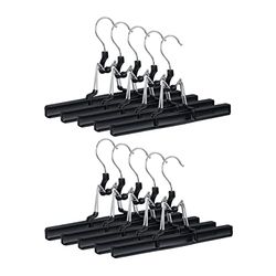 Relaxdays Cintres-Pinces Set de 10 Pantalons et Jupes Métal Caoutchouc Pinces Crochet rotatif 360° 26 cm, Noir