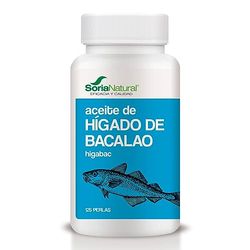 Soria Natural Hígado de Bacalao - Perlas ricas en Omega 3, Vitamina A y Vitamina D para un Corazón Sano - Sistema Circulatorio y Salud Cerebral - 125 Perlas