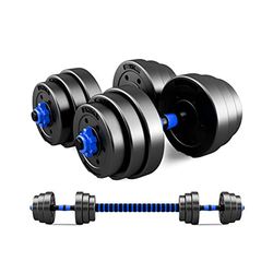 Bcbig Halters 15 kg, verstelbare halterset, halterset, gewichten 3-in-1 met halterschijven en sluitingen, halterstangen verbindingsbuis voor krachttraining, 15 kg (7,5 kg x 2)