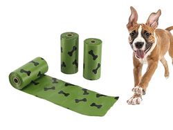 BEPER C207PET012 Bolsas Higiénicas para Perros, Perfumadas, 3 Rollos de 15 bolsas de plástico, Total 45 bolsas, Resistentes Antirrotura, Fáciles de Rasgar, Color verde con estampa