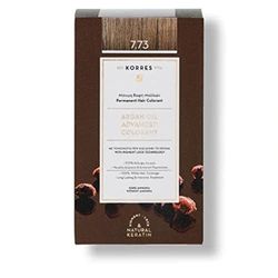 KORRES Argan Oil Colorant - Amonia-Free Hair Colour Golden Moca 7.73-100% Grey Hair Coverage & Vegan for a Long-Lasting Colour Result