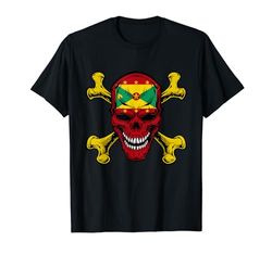 Granada Skull Pride Granada Bandera Raíces Granada Recuerdo Camiseta