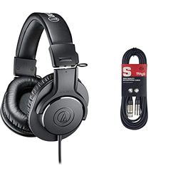 Audio-Technica M20x Cuffie professionali da studio per la registrazione in studio, i creatori & Cavo da microfono a mixer Stagg SMC6 da 6 metri XLR (m) -XLR (f), nero