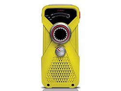 Soulra FRX1 AM/FM/KW radio (analogtuner, LED-ficklampa, laddningssladd, USB-laddning) gul