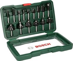 Bosch Conjunto de 15 brocas de metal duro (para madeira, haste de 8 mm, acessórios para fresadora)