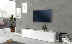 Dmora Mobile Porta TV Christian, Credenza Bassa da Soggiorno, Base Porta Televisione, 100% Made in Italy, cm 180x30h40, Bianco Lucido
