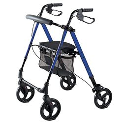 Gima - Déambulateur léger pliable, structure en aluminium bleu, siège en PP de hauteur réglable, 43160