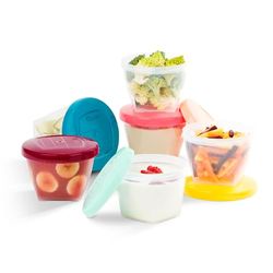 Babymoov A004308 Babybols Bewaardoos voor Babyvoeding, Hermetische Draaisluiting, Meerkleurig, 6-Delig, 180 ml