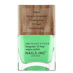 Nails.INC 73% Plant Power Nail Polish, Long Lasting Nail Color Lasts Up to 10 Days, Quick Drying, Cruelty Free, Vegan, 21 Free Formula, Easy Being Green, (14ml)