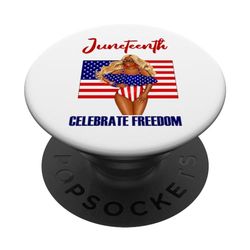 Juneteenth Celebra el Día de la Independencia de la Libertad Melanin Sista PopSockets PopGrip Adhesivo
