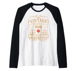 Decoraciones vintage de 5º cumpleaños vintage 2019 5 cumpleaños Camiseta Manga Raglan