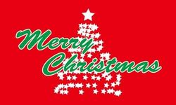 Merry Christmas Flag with Tree, 100% Polyester, 5ft x 3ft (150cm x 90cm)