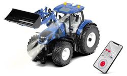 siku 6797, Tracteur New Holland T7,315 Avec Chargeur Frontal, Bleu, Métal/Plastique, 1:32, Commandé, Sans Télécommande, Commande Par Application Possible