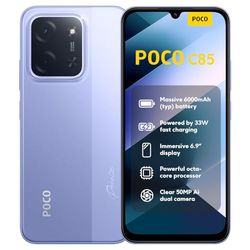 XIAOMI POCO C85, Smartphone 6+128GB, 6.9" 120Hz Display 7.99mm Design, MediaTek Helio G81-Ultra Octa-core, 50MP AI dual camera, 6000mAh, Purple, Charger Not Included