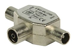 Valueline metaal coaxiale T-splitter (coaxiale aansluiting op 2x coaxstekker)