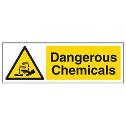 VSafety 6A075AX-R Varningsmedel för "Farliga kemikalier" och kemiska skylt, styv plast, landskap, 300 mm x 100 mm, svart/gul