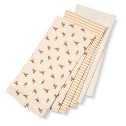 Amazon Essentials Couvertures d’Emmaillotage Mixte Bébé, Lot de 3, Avoine Chiné/Rayures/Tigre, Taille unique