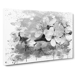 Flower Purple Blossoms V4 Modern Canvas Wall Art Print Ready to Hang, Framed Picture for Living Room Bedroom Home Office Décor, 20x14 Inch (50x35 cm)