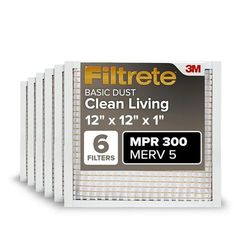 Filtrete 12x12x1 AC Oven Luchtfilter, MERV 5, MPR 300, vangen ongewenste deeltjes, 3 maanden geplooide 1-inch elektrostatische luchtreinigingsfilter, 6-pack (werkelijke grootte 11,75x30,8x2,1 cm)