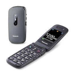 Panasonic KX-TU446EXG Teléfono Móvil para Personas Mayores, Resistente a Golpes, Cámara, Incluye Auriculares y Cargador, Indicador LED, Gris