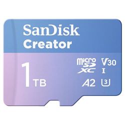 SanDisk Creator microSDXC UHS-I 1 TB + SD adapter (For Smartphones, Camera's and Drones, 5,3K & 4K, A2, C10, V30, U3, Speeds up to 190 MB/s, 3 months Adobe Lightroom included)