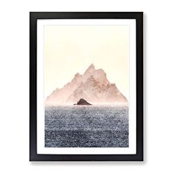 Skellig Islands In County Kerry Ireland Painting Modern Framed Wall Art Print, Ready to Hang Picture for Living Room Bedroom Home Office Décor, Black A3 (34 x 46 cm)