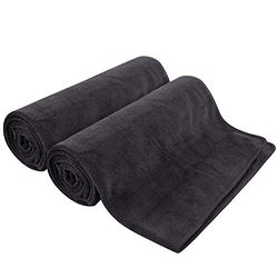 Sunland Microfibre Towel Large Quick Dry Towel Super Absorbent Gym Towel Men Ultra Soft Travel Towel, Beach Towel, Swimming Towels for Adults 2 Pack Black 61x121cm
