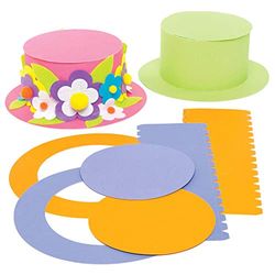 Baker Ross AC735 Coloured Top Hat Craft Kits for Kids to Design, Decorate and Wear, Assorted, (Pack of 4)