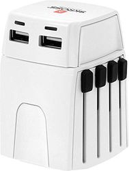 SKROSS 1.302830 MUV Micro USB | Adaptateur de Voyage Universel 2 Pôles - Tension et Puissance : 100V – 250W / 250V – 625W - 2 Prises USB 5V/2.4A - Protection Anti Choc Electrique
