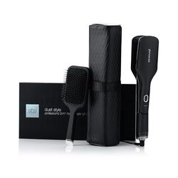 GHD - Coffret Duet Style - Lisseur Séchant 2-en-1 (Noir), Brosse & Pochette incluses. Sèche & Lisse Simultanément Sans Dommage Thermique ni Frisottis sur Cheveux Mouillés. Tous Types de Cheveux