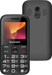 Sunstech CEL4 Mobiele telefoon met grote toetsen en SOS-knop, boek, FM-radio en camera voor senioren, eenvoudig te bedienen en comfortabel met laadstation, zwart