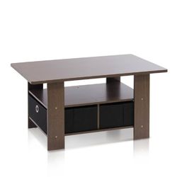 Furinno Mesa de centro, madeira, castanho escuro/preto