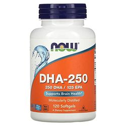 NOW Foods DHA-250, 250 DHA / 125 EPA - 120 softgels