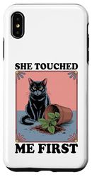 She Touched Me First Cat Plant Kitten Plants Amoureux des chats Coque pour iPhone XS Max