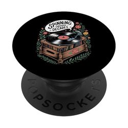Diseño de vinilo giratorio a través de décadas PopSockets PopGrip Adhesivo