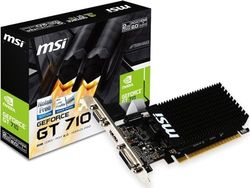 MSI GeForce GT 710 2GD3H LP Graphics Card '2GB DDR3, 954MHz, Low Profile, Low Consumption, VGA, DVI-D, HDMI, HTPC, Silent Passive Fanless Cooling System'