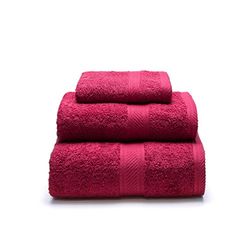 Sancarlos – Set di 3 Asciugamani Yanai, 100% Cotone 3 Piezas Rosso