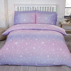 Bedding Heaven® Starburst - Juego de sábanas y fundas de edredón (100% algodón cepillado), color gris y rubor, 100% algodón cepillado, funda de edredón o fundas de almohada, se vende por separado (colorete, funda de edredón doble)