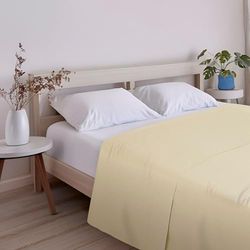 ECOMMERC3 Extra zacht en comfortabel laken voor bedden van 120 cm, geel, gemaakt in Spanje, ademend, onderhoudsvriendelijk
