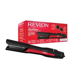 REVLON ONE-STEP Air Straight 2-EN-1 (Pour sécher et lisser à l’air chaud sans chaleur extrême, booster de brillance en option avec plaques et dents chauffantes infusées à l’huile d’argan) RVDR5330E