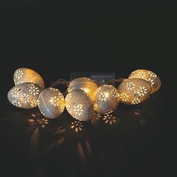 Paasdecoratie snoer 8 LED eieren saliegroen landschap