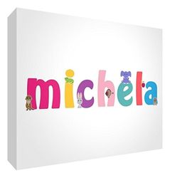 Little Helper LHV-MICHELA-A7BLK-15IT Panneau décoratif pour bébé/baptême, idée Cadeau, Motif Personnalisable avec nom de Fille Michela, Multicolore, 7,4 x 10,5 x 2 cm