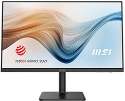 MSI Modern MD272P - Schermo desktop da 27" FHD - Pannello IPS 1920x1080, 75Hz / 5ms, comfort oculare, contrasto 1000:1, altoparlanti integrati - DisplayPort 1.2a, HDMI 2.0b, USB Type-C, USB 2.0, nero