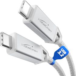KabelDirekt – USB-C Kabel Alles-in-één, USB 3.2 Gen 2, Metalen Connectoren + Vlechtwerk – 0,3m (voor Data/Video met 20Gbit/s, Snelladen met 240W, Universeel Data/Oplaad/Monitor Kabel, Wit)