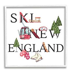 Stupell Industries Ziwei Li Wandbild, Motiv New England Ski Winter Seasonal Mountain Sport, 30,5 x 30,5 cm, Weiß