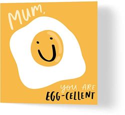 Mum, You Are Egg-Cellent - Birthday Card - Made from Recycled Materials - Greeting Cards for Friends, Family, Loved Ones - Made by UK Independent Artists - Compostable Packaging