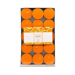 Pajoma 91026 30 Velas de té perfumadas (Aprox. 14 Horas de duración, Naranja Modern Line, Altura 1,5 cm