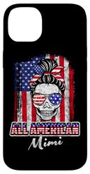 All American Mimi Patriotic Messy Bun Skull USA 4th Of July Custodia per iPhone 14 Plus