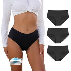 Carer Menstruatie-ondergoed, set van 3 stuks, sterke bloeding, menstruatie-ondergoed met 50 ml direct absorberende pad, comfortabel en lekvrij, zwart, S